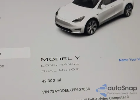 2023 Tesla Model Y Awd/Long Range Dual Motor All-Wheel Drive z USA, uszkodzony, nr VIN 7SAYGDEEXPF607886